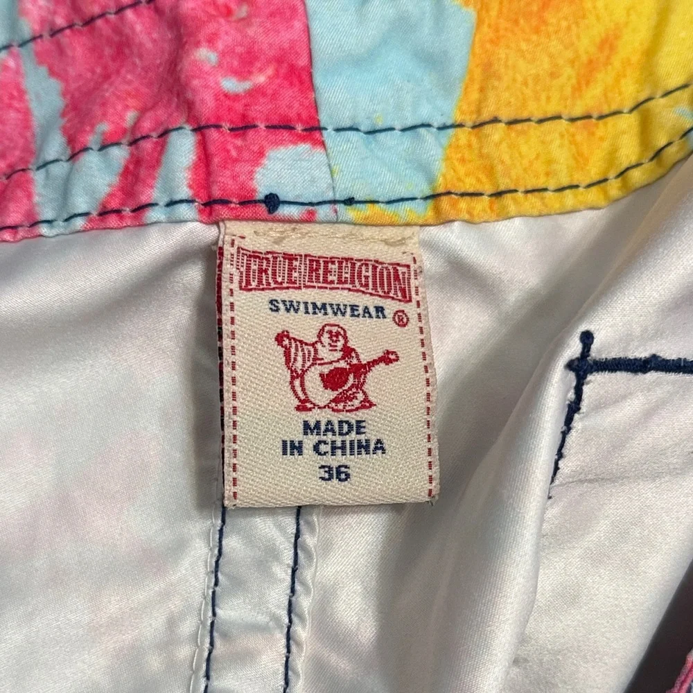 💙💖True Religion Tie Dye Y2K Board‎ Shorts Surf Dopamine 36